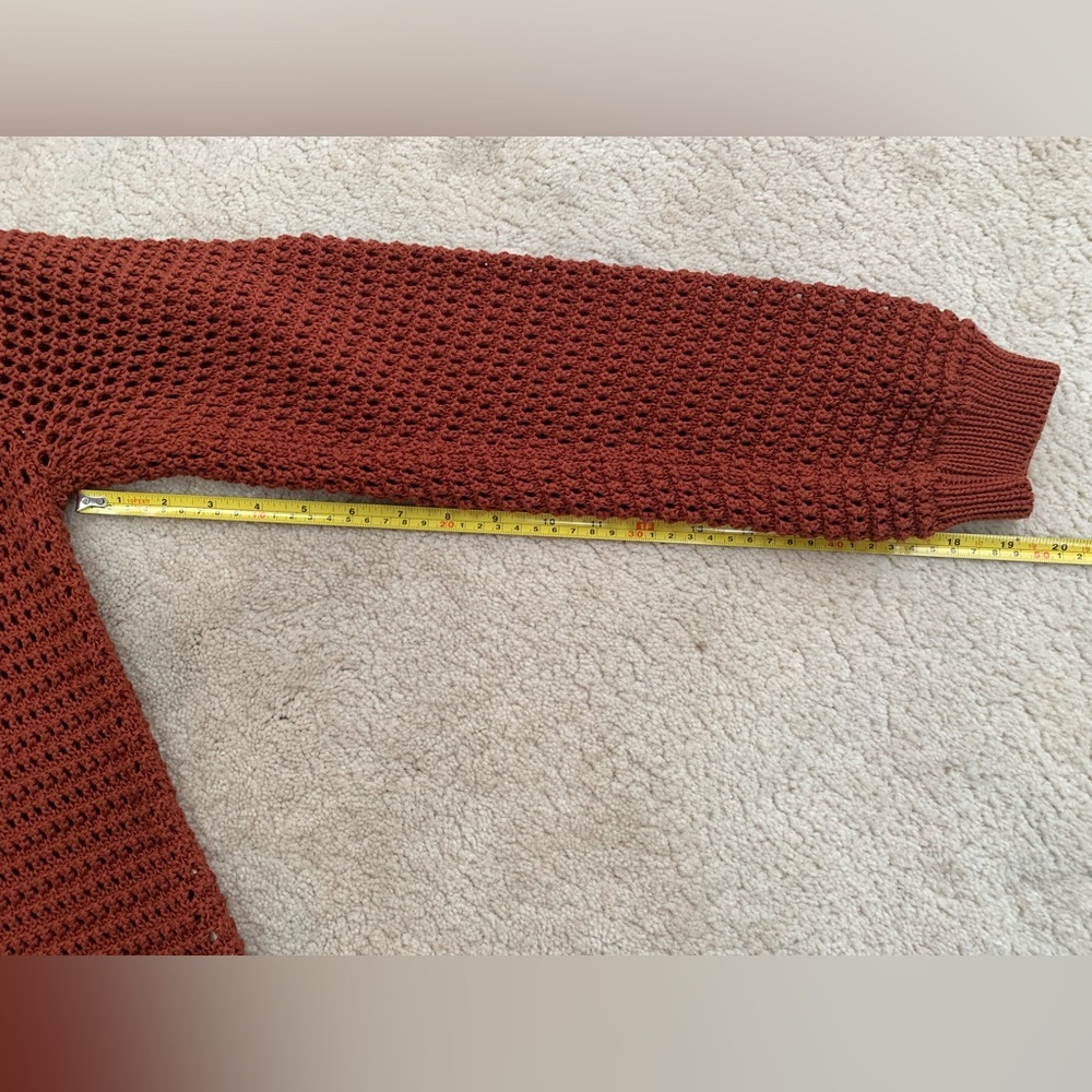 Doen Size Large Talia Knit Pima Cotton Sweater in Chile with Crochet Lace Collar - Picture 14 of 15